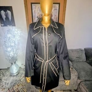 George Black Trench Coat with White Trim
